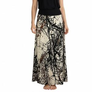 Trisisto Brown Black Tree Branches Stretchy Maxi Bohemian Skirt Size XL